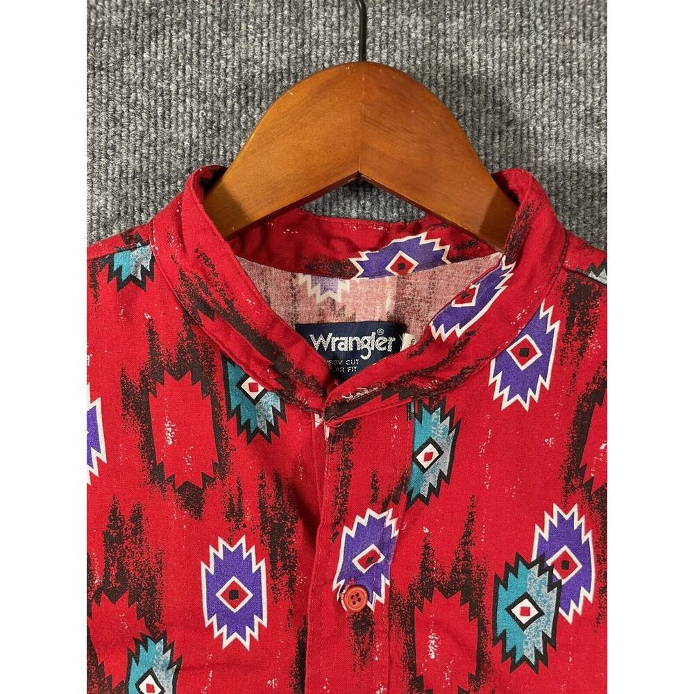 Vintage Wrangler Button Up Extra Long Tail Shirt Men's 17.5-36 Red Cowboy - Picture 6 of 14